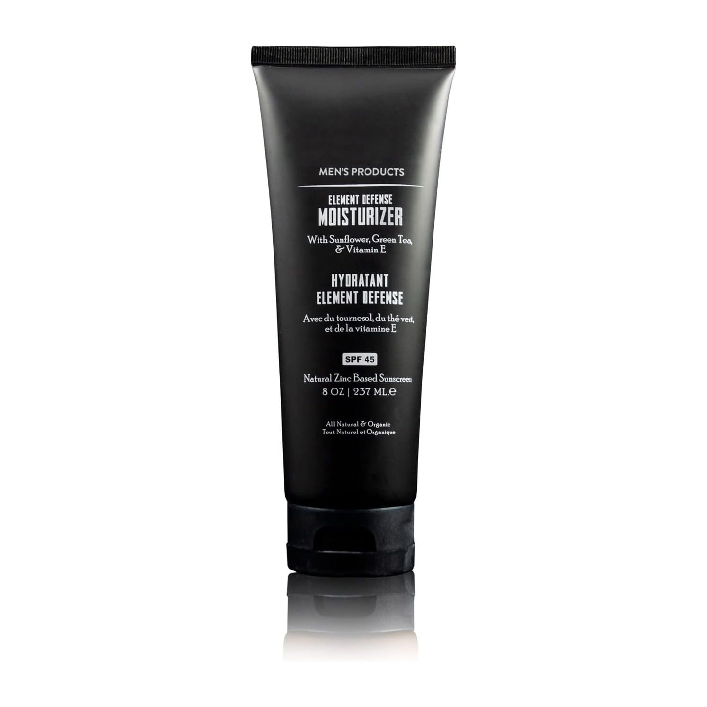 Mens's Element Defense Moistuirizer with SPF45 for Men, Natural & Organic, zinc SPF45 sunscreen, hydrates and protects skin against UVA/UVB rays, 8 oz, unscented