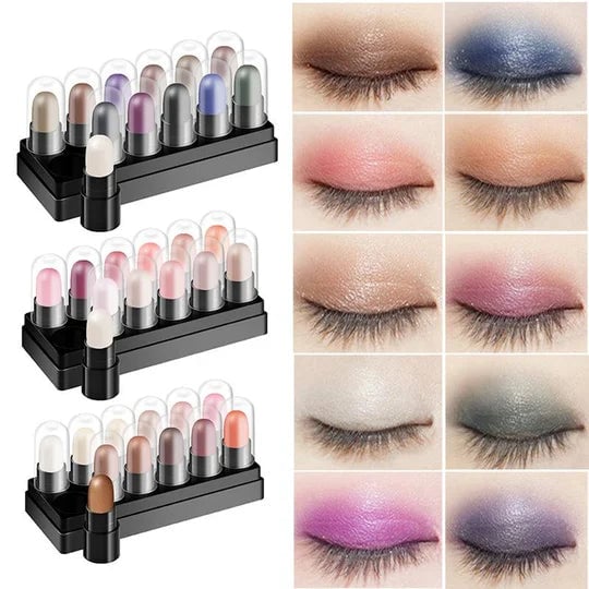 🎁2024 New Year Hot Sale🎁Eye pencil set 12 couleurs imperméable long lasting water Glitter Shimmer Eye Shadow Pen