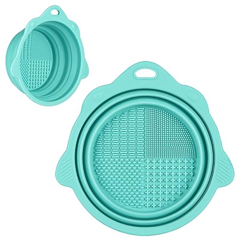 Foldable Silicone Makeup Brush Cleaner Bowl - Etercycle Portable Cleaning Tool for Brushes, Powder Puffs, and Sponges (Pink)