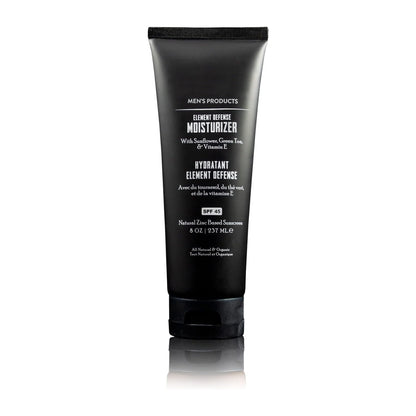 Mens's Element Defense Moistuirizer with SPF45 for Men, Natural & Organic, zinc SPF45 sunscreen, hydrates and protects skin against UVA/UVB rays, 8 oz, unscented