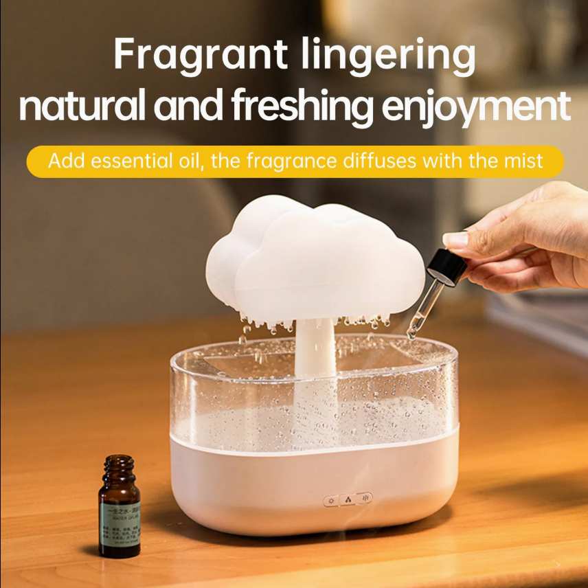 Rain Cloud Humidifier 200ml Water Drops Colorful 7-Color Light Essential Oils Aroma Diffuser