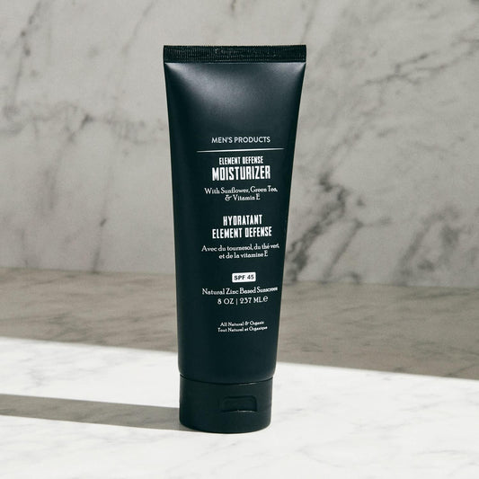 Mens's Element Defense Moistuirizer with SPF45 for Men, Natural & Organic, zinc SPF45 sunscreen, hydrates and protects skin against UVA/UVB rays, 8 oz, unscented