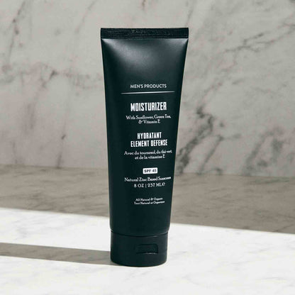 Mens's Element Defense Moistuirizer with SPF45 for Men, Natural & Organic, zinc SPF45 sunscreen, hydrates and protects skin against UVA/UVB rays, 8 oz, unscented