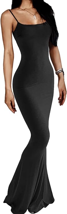Women's Casual Lounge Slip Long Dress Sexy Sleeveless Backless Bodycon Maxi Dresses Summer Slim Elegant