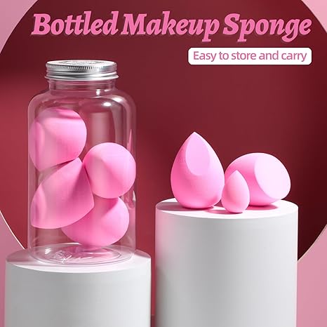 Makeup Sponge Set BS-MALL Blender Sponges 7 Pcs for Liquid, Cream, and Powder, Multi-colored with 1 Mini Makeup Sponge Pink (F-PinkGrey)