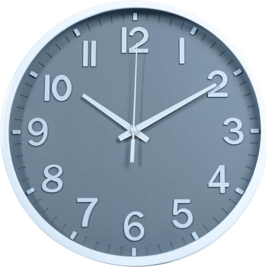Wall Clocks Battery Operated 8 inch Modern Wall Clock,Silent Non Ticking Wall Clock for Living Room Bedroom Kitchen Office Classroom Decor (Gray White)