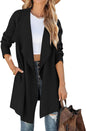 Women's Casual Lapel Cardigan Long Sleeve Open Front Irregular Hem Soft Knitted Sweater Coat with Pockets