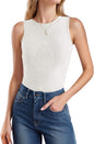 Womens Ribbed Scoop Neck/Halter Tank Tops 2024 Summer High Neck Sleeveless Casual Slim Fitted Knit Cami Shirts
